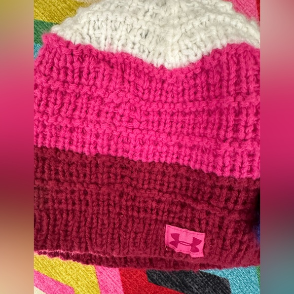 (2) Under Armour Stria Beanie Purple Pink Mesh Lining Cozy Warm - Picture 9 of 11